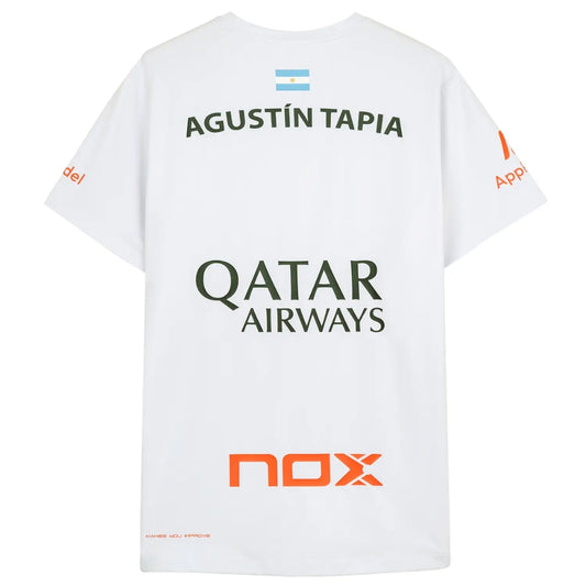 T-shirt Padel Nox AT10 Sponsorizzata Bianco – Agustin Tapia